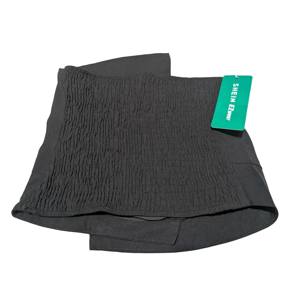 SHEIN Tube Top Women XS Black EZwear‎ Smocked Back Strapless Cropped Minimalist